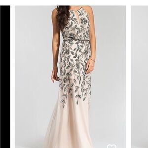 Adrianna Papell Cream and Silver Gown